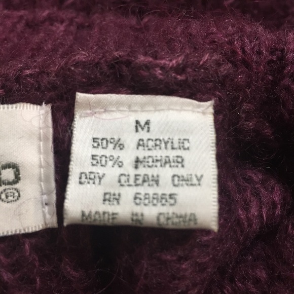 Vintage 90"s Paris Sport Club Mohair Cable knit Sweater Berry Cottagecor… - Picture 8 of 11